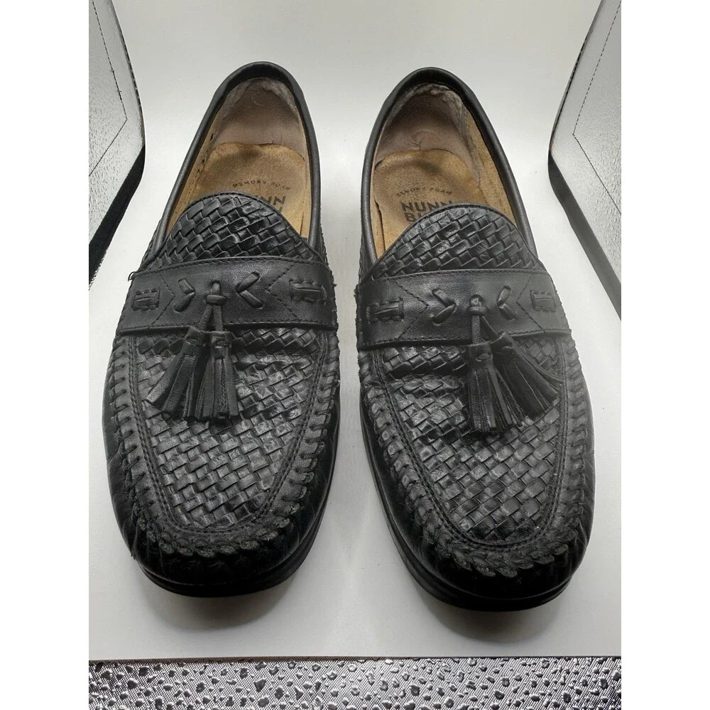 Nunn Bush Strafford Woven Tassel Loafers in black leather Size 7.5